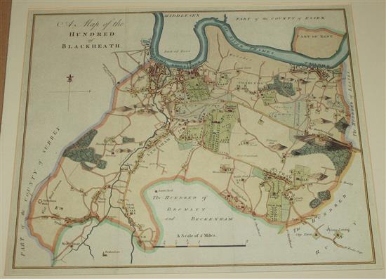Hand coloured engraved Map of the Hundred at Blackheath